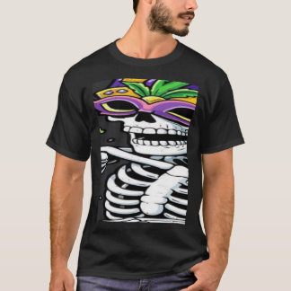 Mardi Gras Skelet Drinkt Koffie New Orlean Lou T-shirt