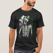 Mardi Gras Skeleton Drinking Coffee Mask Beads Fat T-shirt (Voorkant)