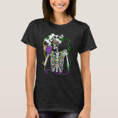 Mardi Gras Skeleton Drinking Coffee Mask Beads Fat T-shirt (Voorkant)