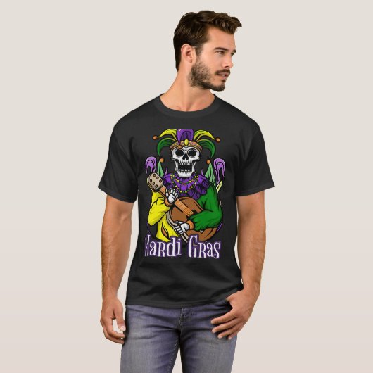 Mardi Gras skeleton guitar costume 2023 vrouwelijk T-shirt (Voorkant volledig)