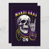 Mardi Gras Skeleton Rock On Feestdagenkaart (Voorkant / Achterkant)