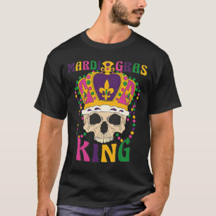 Mardi Gras Skull Carnival King Mask Crown Beads Cu T-shirt