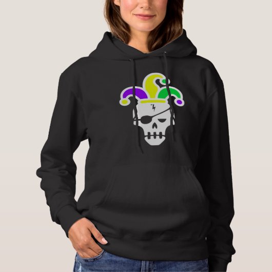 Mardi Gras Skull Jester Hat Carnival Mexican Parad Hoodie (Voorkant)