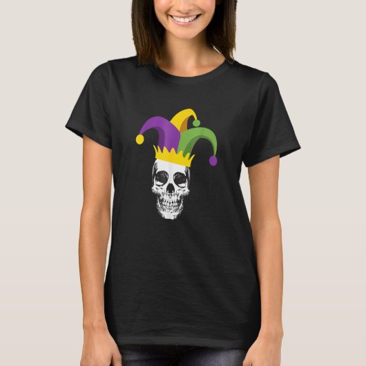 Mardi Gras Skull Jester Pet Parade Costuum T-shirt (Voorkant)