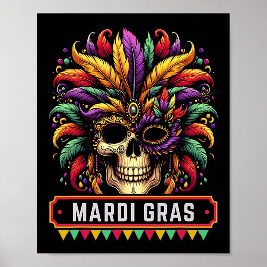 Mardi Gras Skull Mask 2025 Carnaval Party Mannen V Poster (Voorkant)