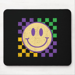 Mardi Gras Smile Face Groovy Geruite Mannen Vrouwe Muismat