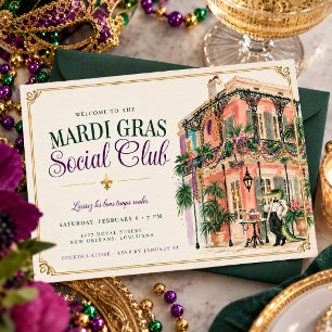 Mardi Gras Social Club New Orleans Uitnodiging
