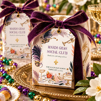 Mardi Gras Social Club New Orleans-viering Cadeaulabel