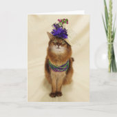 Mardi Gras Somali Cat met kringen en Pet Kaart (Voorkant)