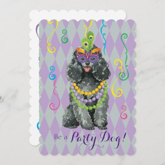 Mardi Gras Speelgoed Poodle Kaart (Voorkant / Achterkant)