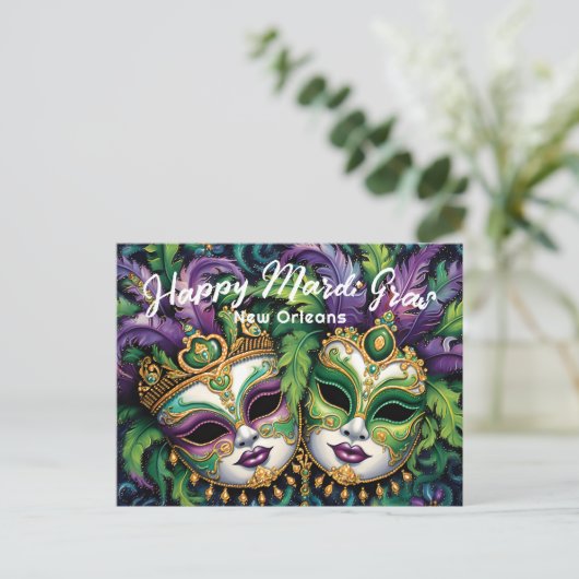 💜 Mardi Gras Splendor Briefkaart (Staand voorkant)