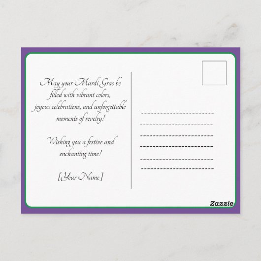 💜 Mardi Gras Splendor Briefkaart (Achterkant)