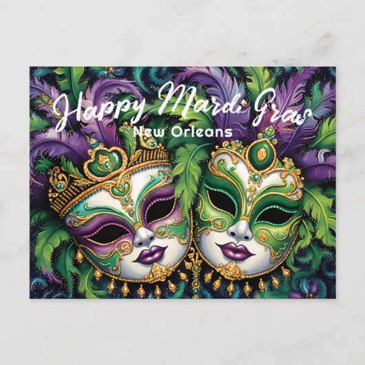 💜 Mardi Gras Splendor Briefkaart (Voorkant)