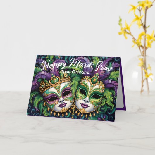💜 Mardi Gras Splendor Kaart (Gele Bloem)