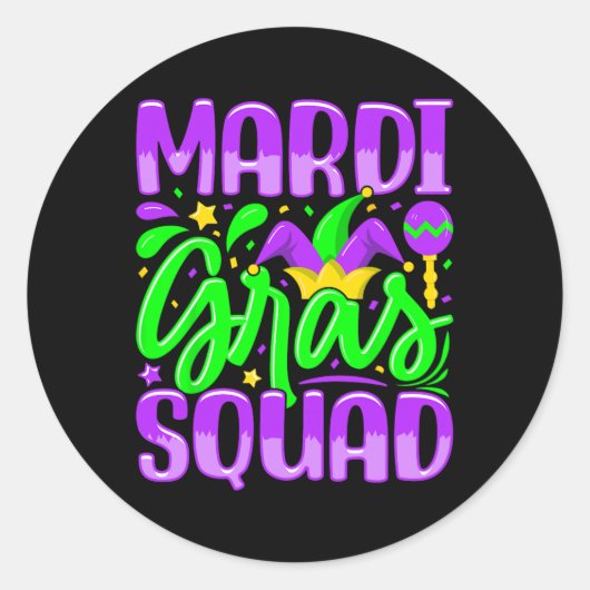 Mardi Gras Squad 1 Ronde Sticker (Voorkant)