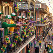 Mardi Gras Squad 2026 Fleur De Lis Groen Trucker Pet