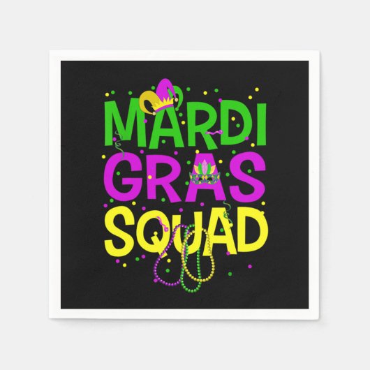 Mardi Gras Squad Beads Jester Pet T-Shirt Servet (Voorkant)