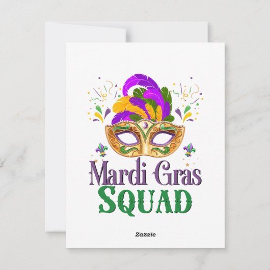 Mardi Gras Squad Feestdagenkaart (Achterkant)