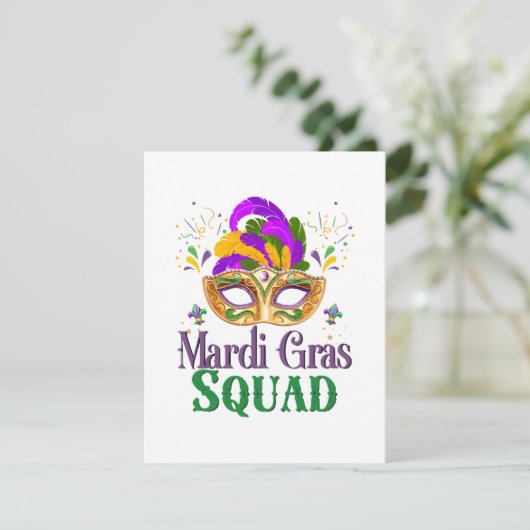 Mardi Gras Squad Feestdagenkaart (Staand voorkant)