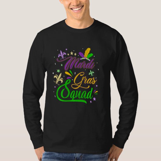 Mardi Gras Squad Fleur De Lys Masker Funny Mardi G T-shirt (Voorkant)