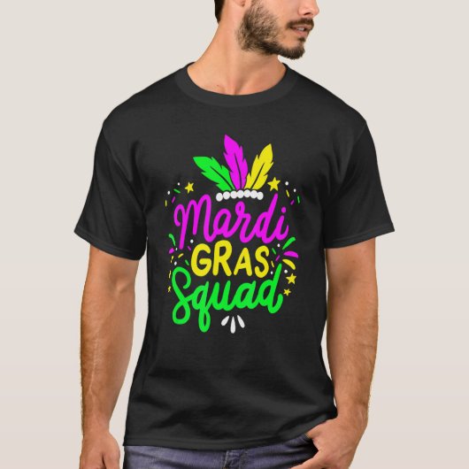 Mardi Gras Squad Funny Festival Parade Party Costu T-shirt (Voorkant)
