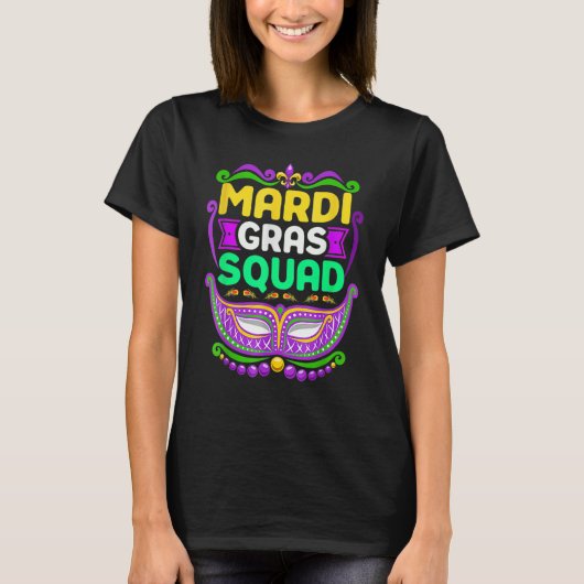 Mardi Gras Squad Funny Festival Parade Party Costu T-shirt (Voorkant)