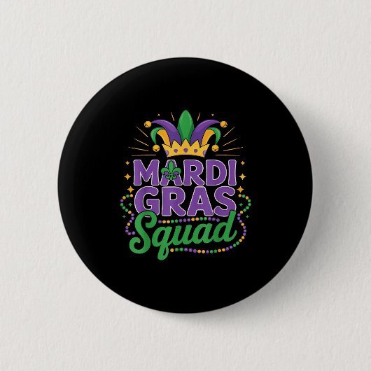 Mardi Gras Squad Matching Group Cruise Crew Party Ronde Button 5,7 Cm (Voorkant)