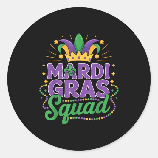 Mardi Gras Squad Matching Group Cruise Crew Party Ronde Sticker (Voorkant)