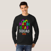Mardi Gras Squad Men Women Funny Mask Festival Par T-shirt (Voorkant volledig)