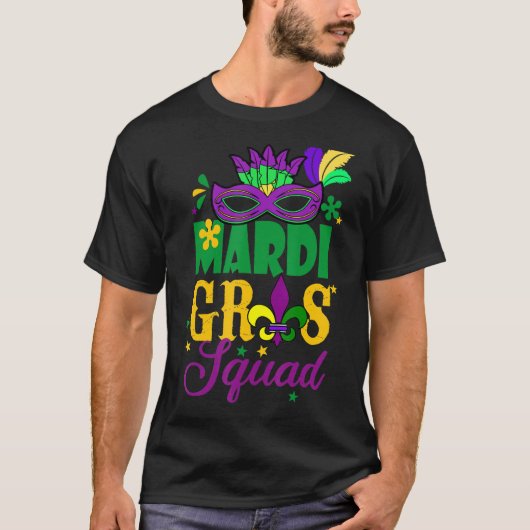 Mardi Gras Squad New Orleans Carnival Fleur De Lis T-shirt (Voorkant)