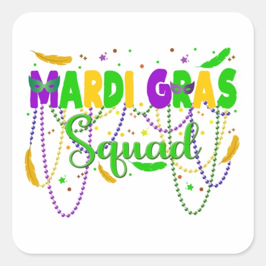 Mardi Gras Squad NOLA New Orleans Parade Vierkante Sticker (Voorkant)