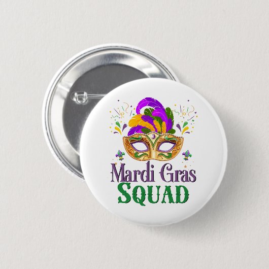 Mardi Gras Squad Ronde Button 5,7 Cm (Voorkant /achterkant)