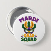 Mardi Gras Squad Ronde Button 7,6 Cm (Voorkant /achterkant)