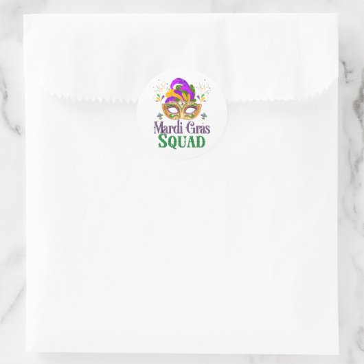 Mardi Gras Squad Ronde Sticker (Tas)