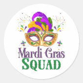 Mardi Gras Squad Ronde Sticker (Voorkant)