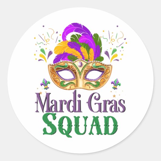 Mardi Gras Squad Ronde Sticker (Voorkant)