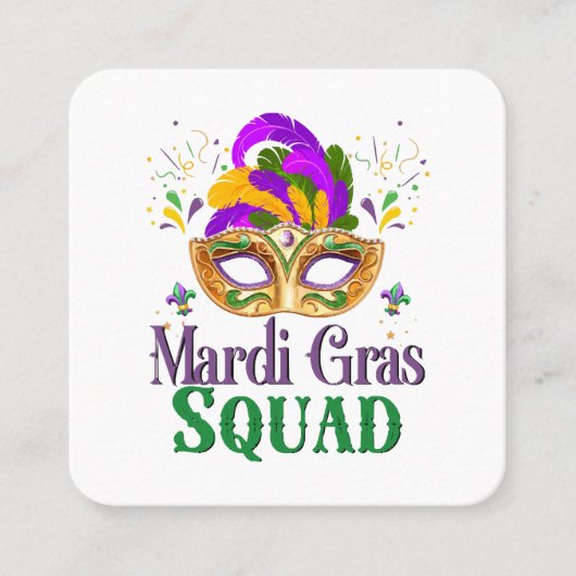 Mardi Gras Squad Vierkante Visitekaartje (Voorkant)