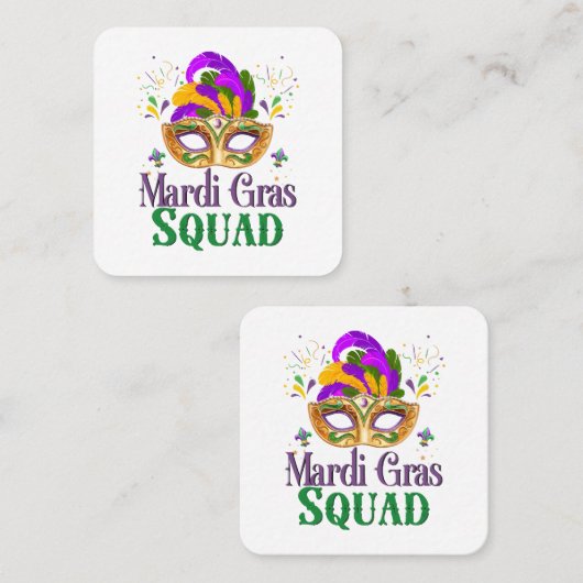 Mardi Gras Squad Vierkante Visitekaartje (Voorkant / Achterkant)
