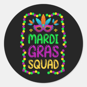 Mardi Gras Squad voor een Mardi Gras Fan Carnival Ronde Sticker
