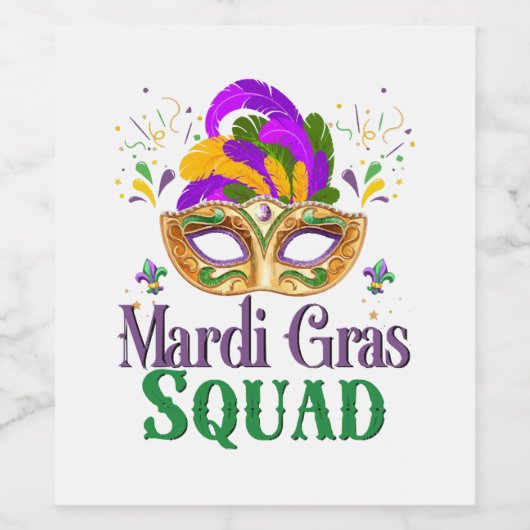Mardi Gras Squad Wijn Etiket (Enkel label)