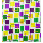 Mardi Gras Squares en contouren Douchegordijn (Voorkant)