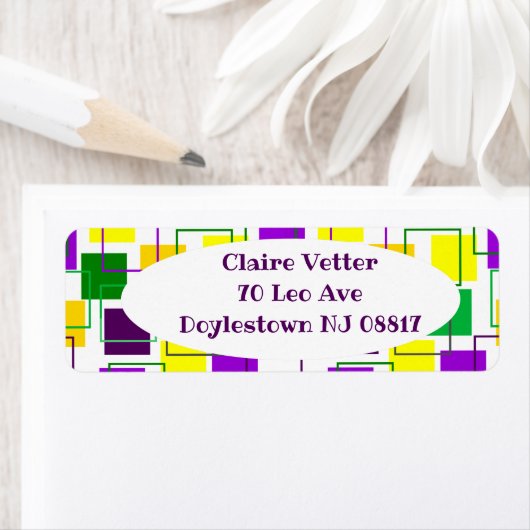 Mardi Gras Squares en contouren Etiket (Insitu)