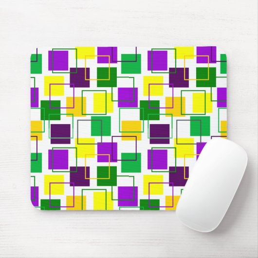 Mardi Gras Squares en contouren Muismat (Met muis)
