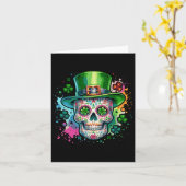 Mardi Gras St Patricks Day Shamrock Sugar Skull Ca Kaart (Gele Bloem)
