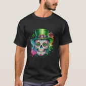 Mardi Gras St Patricks Day Shamrock Sugar Skull Ca T-shirt (Voorkant)