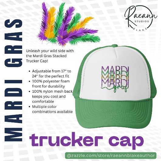 Mardi Gras Stacked Trucker Cap