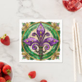 Mardi Gras Stained Glass Fleur de lis Servet (Insitu)