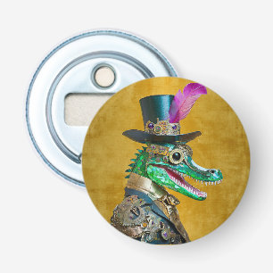 Mardi Gras Steampunk Feest Beest Alligator Button Flesopener