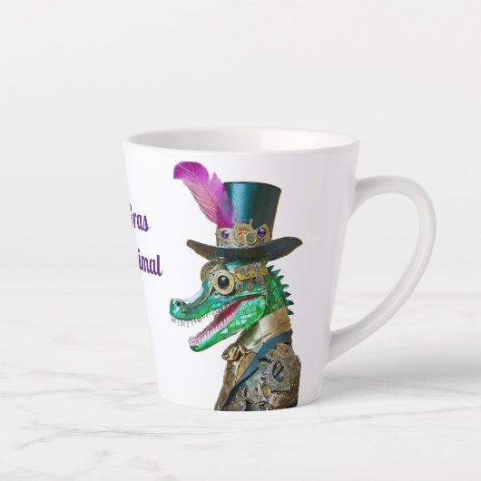 Mardi Gras Steampunk Feest Beest Alligator Latte Mok (Rechts)