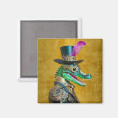 Mardi Gras Steampunk Feest Beest Alligator Magneet (Voorkant / Achterkant)